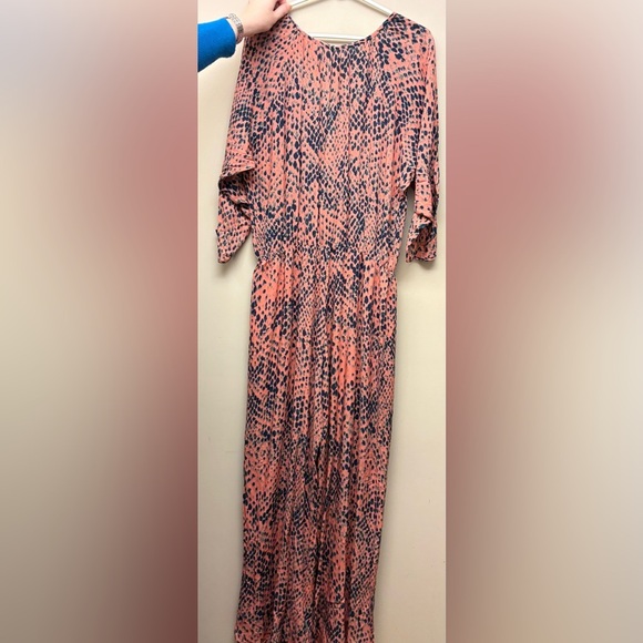 TAIS Vix Coral and Blue snakeskin printed boho Maxi Dress women's size Large - Picture 3 of 9